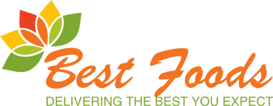 Colorful Best Foods logo with vibrant leaves symbolizes fresh, quality culinary experiences.
