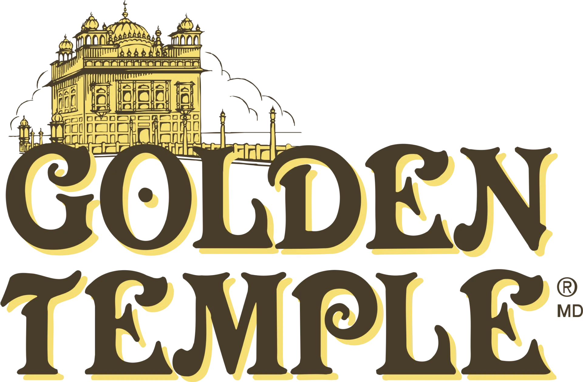Golden Temple brand logo featuring ornate golden temple architecture, representing premium quality wheat and grain products for food manufacturers and wholesale distributors.