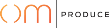 OM Produce logo for foodservice and wholesale food distribution, featuring modern design for commercial food suppliers and distributors.